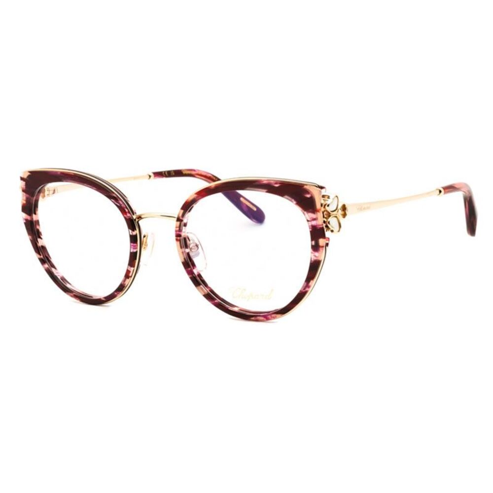 Chopard Eyeglasses Cat Eye Full Rim, Shiny Streaked Burgundy Frame and Clear